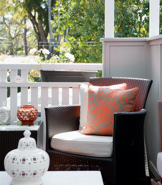 accent chair on the porch