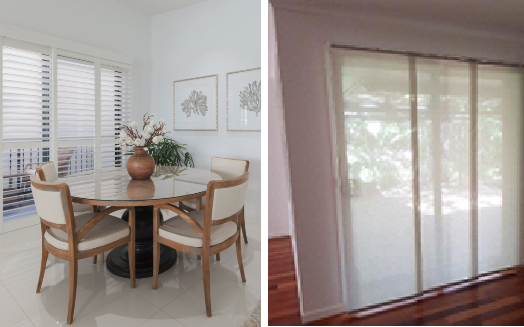 dining area with windows