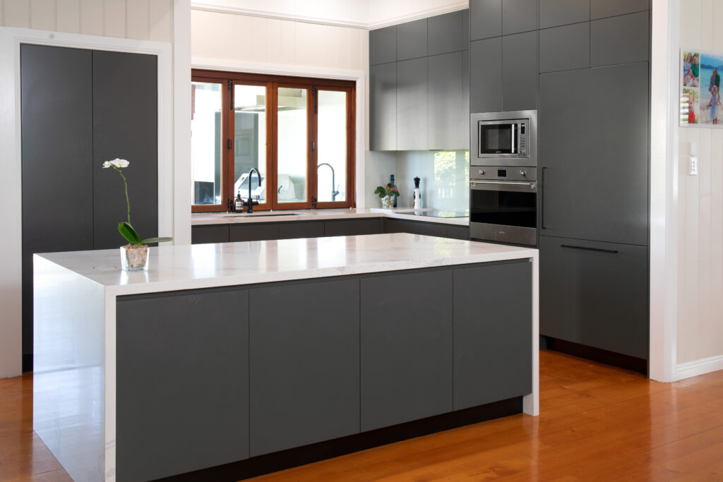 kitchen with island table
